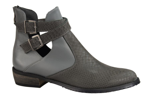 Obuwie Botki Damskie skóra naturalna Popielate Łuska 931 ElitaBut