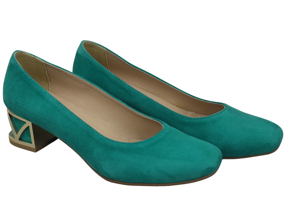 Comfortable Women's Shoes Pumps with Decorative Heel Natural Suede Leather 219 From ElitaBut