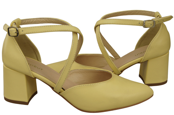 Elegant Leather Sandals with Open Sides on a Stable Heel 218 ElitaBut