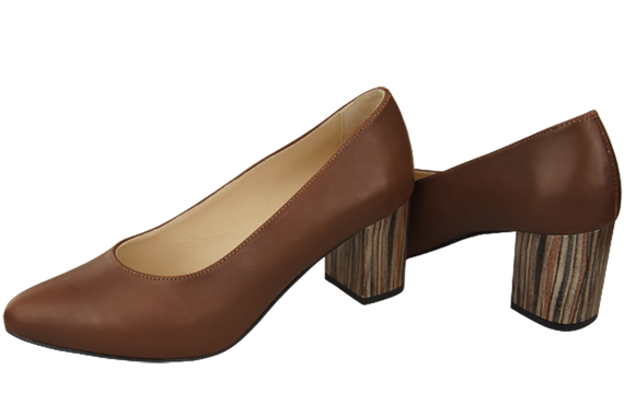 Obuwie Damskie Czółenka Brązowe Skóra naturalna z Ozdobnym Obcasem 157 ElitaBut