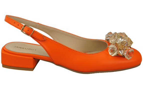 Obuwie Damskie Sandały Pomarańczowe z Kryształkami Skóra naturalna 215 ElitaBut