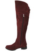 Obuwie Kozaki Damskie Bordowe Oficerki Muszkieterki Wysokie za kolano skóra naturalna Welurowa154 ElitaBut