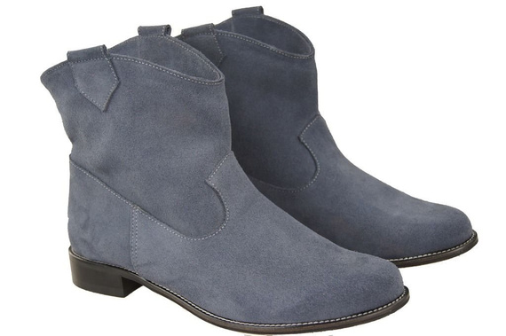 Obuwie Botki Damskie Grafitowe Wiosna / Jesień skóra naturalna welurowa 132 L ElitaBut