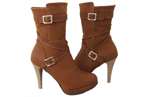 Obuwie Zima Botki Damskie skóra naturalna 981 Z