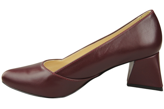 Czółenka Damskie Bordowe Skóra Naturalna Spiczasty Nosek Obcas ElitaBut 221