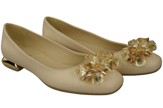 Women's Pumps with Crystals Flat Natural Leather 216 ElitaBut