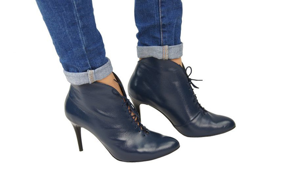 Obuwie Botki Damskie Wiosna / Jesień skóra naturalna Granatowe 955 ElitaBut