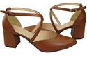 Elegant Leather Sandals with Open Sides on a Stable Heel 218 ElitaBut