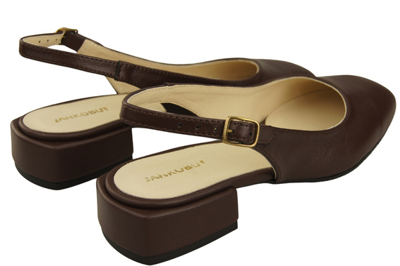 Obuwie Damskie Sandały Czekoladowe Płaski Obcas Skóra naturalna 206 ElitaBut