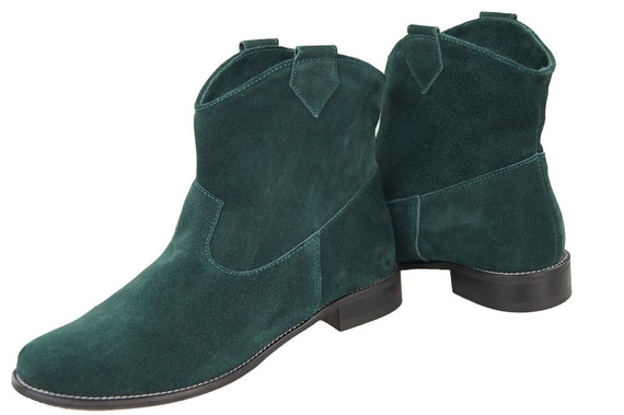 Obuwie Botki Damskie Wiosna / Jesień skóra naturalna welurowa Malachitowy 132 L ElitaBut