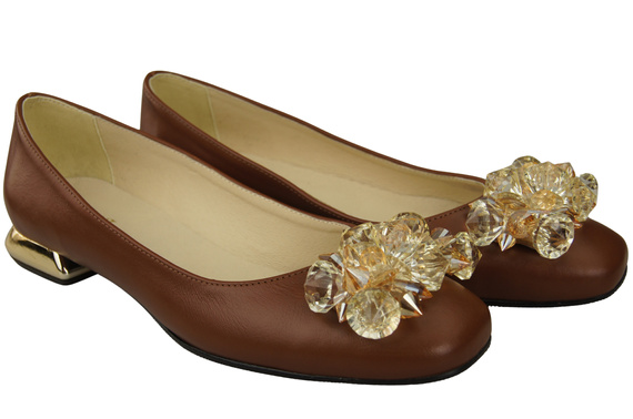 Women's Pumps with Crystals Flat Natural Leather 216 ElitaBut