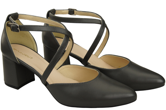 Elegant Leather Sandals with Open Sides on a Stable Heel 218 ElitaBut