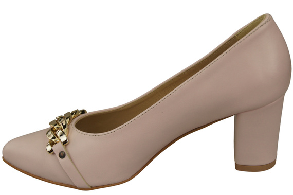 Classic Women's Pumps Shoes made of Natural Leather with a Gold Decorative Chain 200 ElitaBut