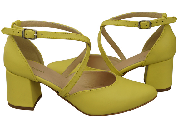 Elegant Leather Sandals with Open Sides on a Stable Heel 218 ElitaBut