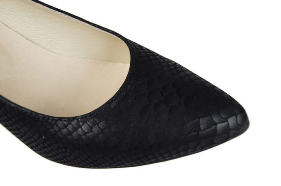 Obuwie Damskie Czółenka skóra naturalna motyw łuski Czarne 927 ElitaBut