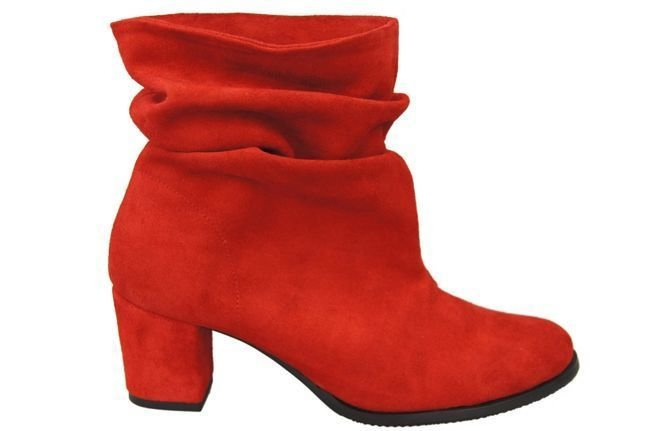 Obuwie Damskie Botki skóra naturalna Czerwone 986 ElitaBut