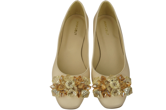 Women's Pumps with Crystals Flat Natural Leather 216 ElitaBut