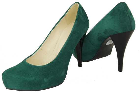 Obuwie Damskie Czółenka Malachitowy Skóra naturalna Zamszowa 644 ElitaBut