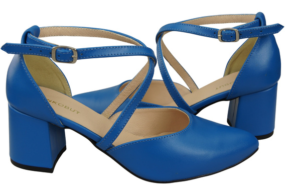 Elegant Leather Sandals with Open Sides on a Stable Heel 218 ElitaBut