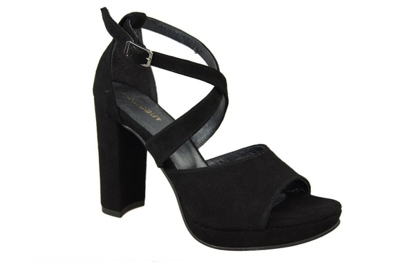 Obuwie Damskie Sandały Czarne skóra naturalna Zamszowa 114 ElitaBut