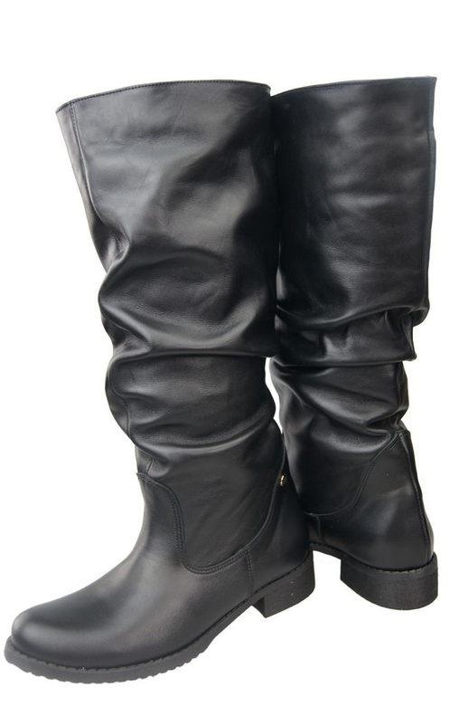 Obuwie Kozaki Damskie Oficerki skóra naturalna 123 Czarne ElitaBut