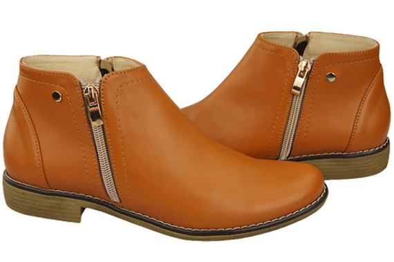 Wiosna Obuwie Damskie Botki skóra naturalna Rude 872 ElitaBut