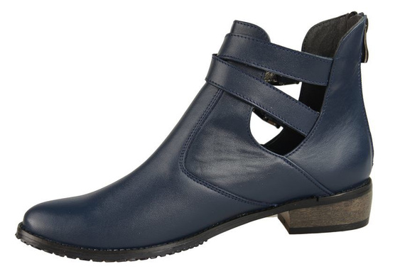 Obuwie Botki Damskie skóra naturalna Granatowe 931 ElitaBut