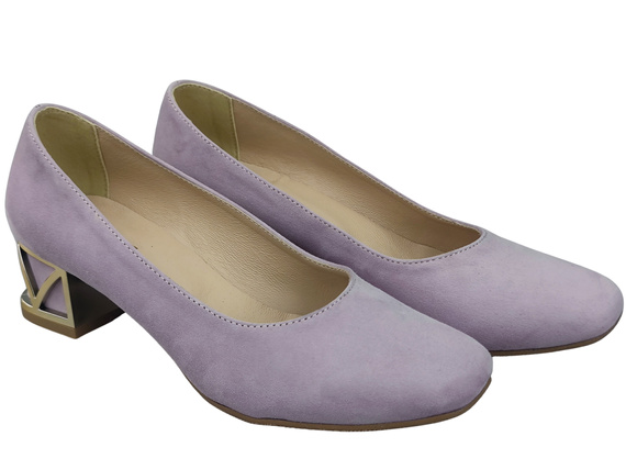 Comfortable Women's Shoes Pumps with Decorative Heel Natural Suede Leather 219 From ElitaBut