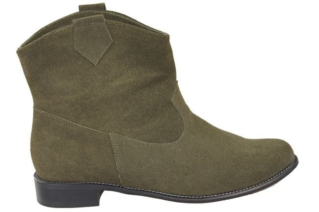 Obuwie Botki Damskie Wiosna / Jesień skóra naturalna welurowa Butelkowy  132 L ElitaBut