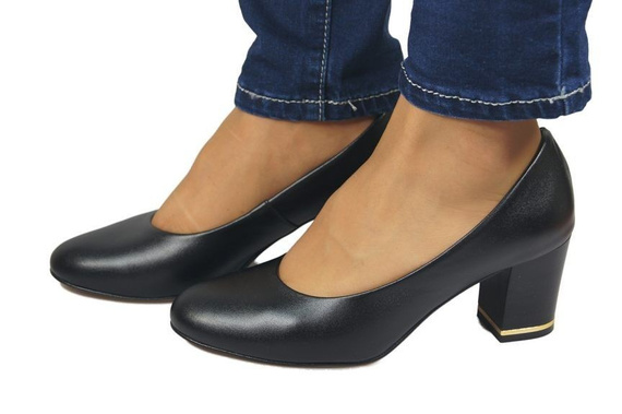 Obuwie Damskie Czółenka skóra naturana Czarne 818 ElitaBut