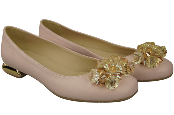 Women's Pumps with Crystals Flat Natural Leather 216 ElitaBut
