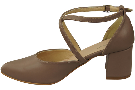 Elegant Leather Sandals with Open Sides on a Stable Heel 218 ElitaBut