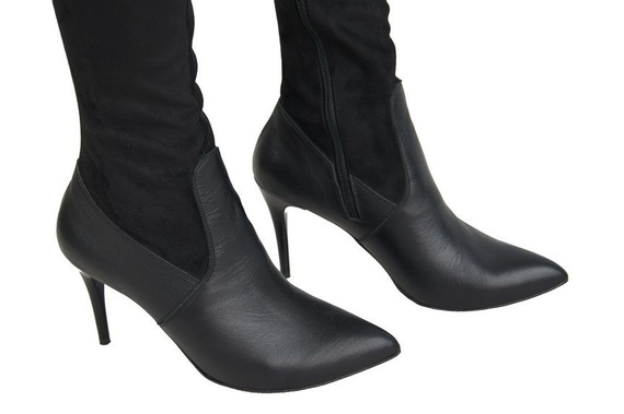 Obuwie Kozaki Damskie Szpilki za kolano rozciągliwy strecz 963 W ElitaBut