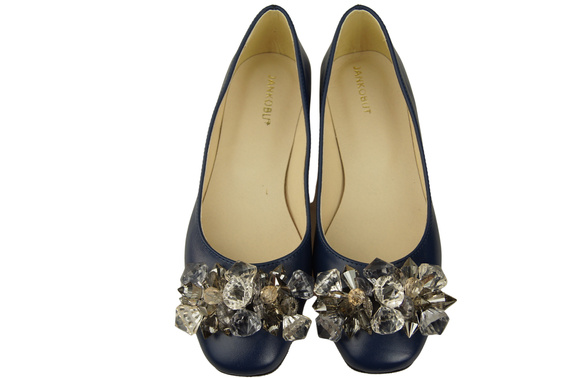 Women's Pumps with Crystals Flat Natural Leather 216 ElitaBut