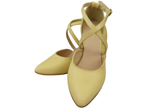 Elegant Leather Sandals with Open Sides on a Stable Heel 218 ElitaBut