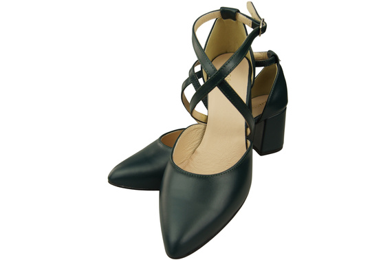 Elegant Leather Sandals with Open Sides on a Stable Heel 218 ElitaBut