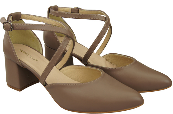 Elegant Leather Sandals with Open Sides on a Stable Heel 218 ElitaBut