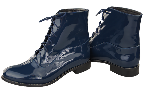 Obuwie Botki Damskie Granatowe Lakierowane Wiosna/Jesień skóra naturalna 155 L ElitaBut