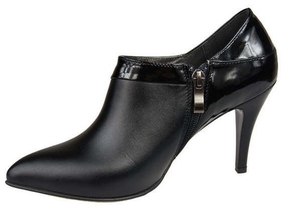 Obuwie Półbuty Damskie skóra naturalna Czarne 865 ElitaBut