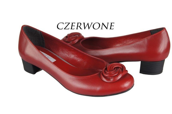 Obuwie Damskie Czółenka skóra naturalna Czerwone 704 ElitaBut