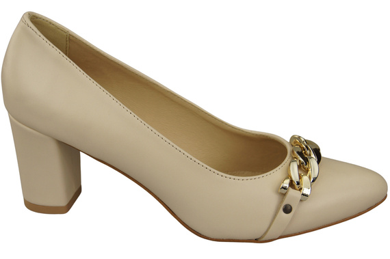 Classic Women's Pumps Shoes made of Natural Leather with a Gold Decorative Chain 200 ElitaBut