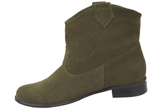 Obuwie Botki Damskie Butelkowy Wiosna / Jesień skóra naturalna welurowa 132 L ElitaBut