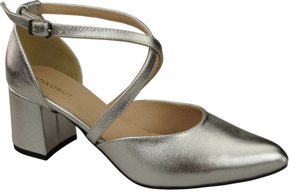 Elegant Leather Sandals with Open Sides on a Stable Heel 218 ElitaBut