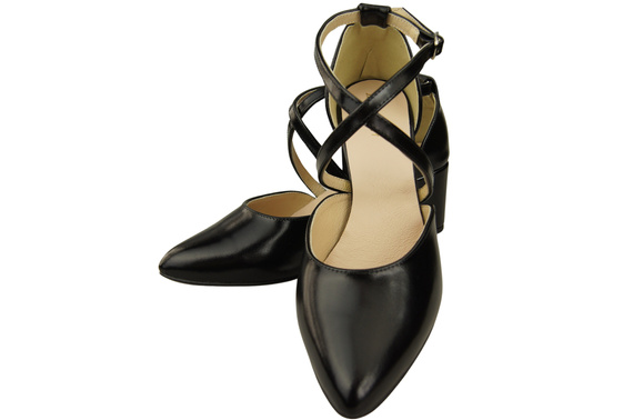 Elegant Leather Sandals with Open Sides on a Stable Heel 218 ElitaBut