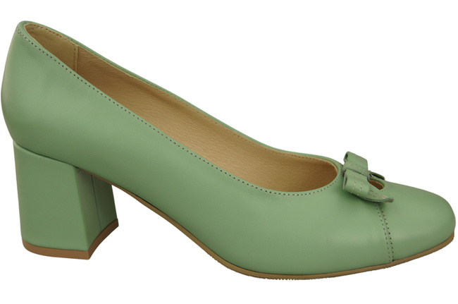 Women's Pumps with a Bow, Natural Leather and Low Heel 203 ElitaBut