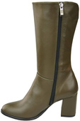 Obuwie Kozaki  Damskie Oliwkowe do Pół Łydki skóra naturalna 189  ElitaBut