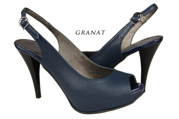 Obuwie Damskie Sandały skóra naturalna Granatowe 912 ElitaBut