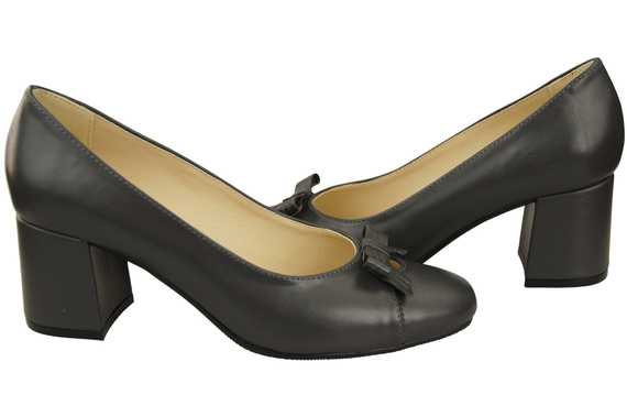Women's Pumps with a Bow, Natural Leather and Low Heel 203 ElitaBut