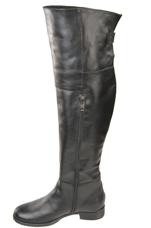 Obuwie Kozaki Damskie Oficerki Muszkieterki cholewka za kolano Skóra Naturalna Czarne 104 ElitaBut