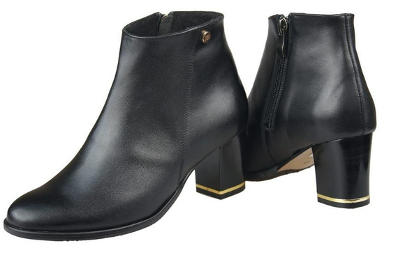 Obuwie Botki Damskie Ocieplane skóra naturalna Czarne 879 Z ElitaBut